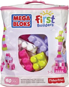 Mattel Stavebnice Mega Bloks - Kostky v plastovém pytli - růžová barva