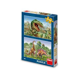Dino Puzzle - Souboj dinosaurů - 2x 48 dílků