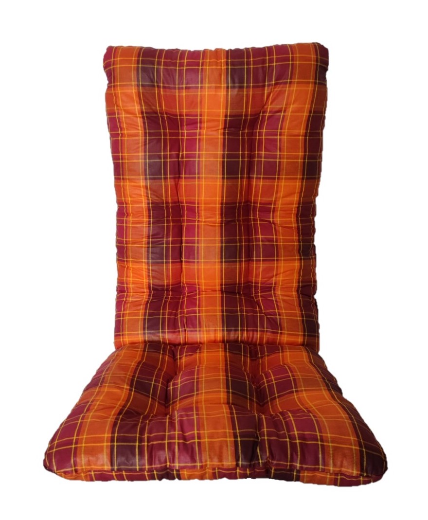 LKV Lomnice Podsedák na zahradní židli univerzální - 125 x 55 cm - oranžovočervená kostka