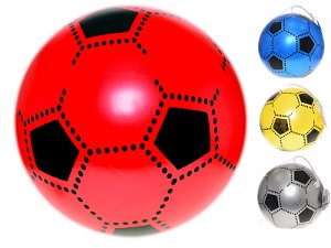 Míč 20 cm design fotbal mix barev červená modrá žlutá stříbrná