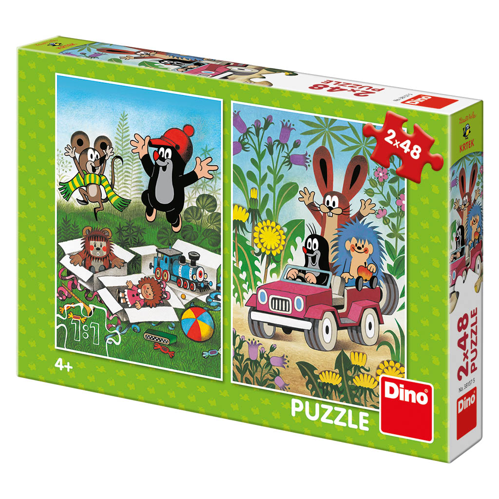 Dino Puzzle - Krtek se raduje - 2x 48 dílků
