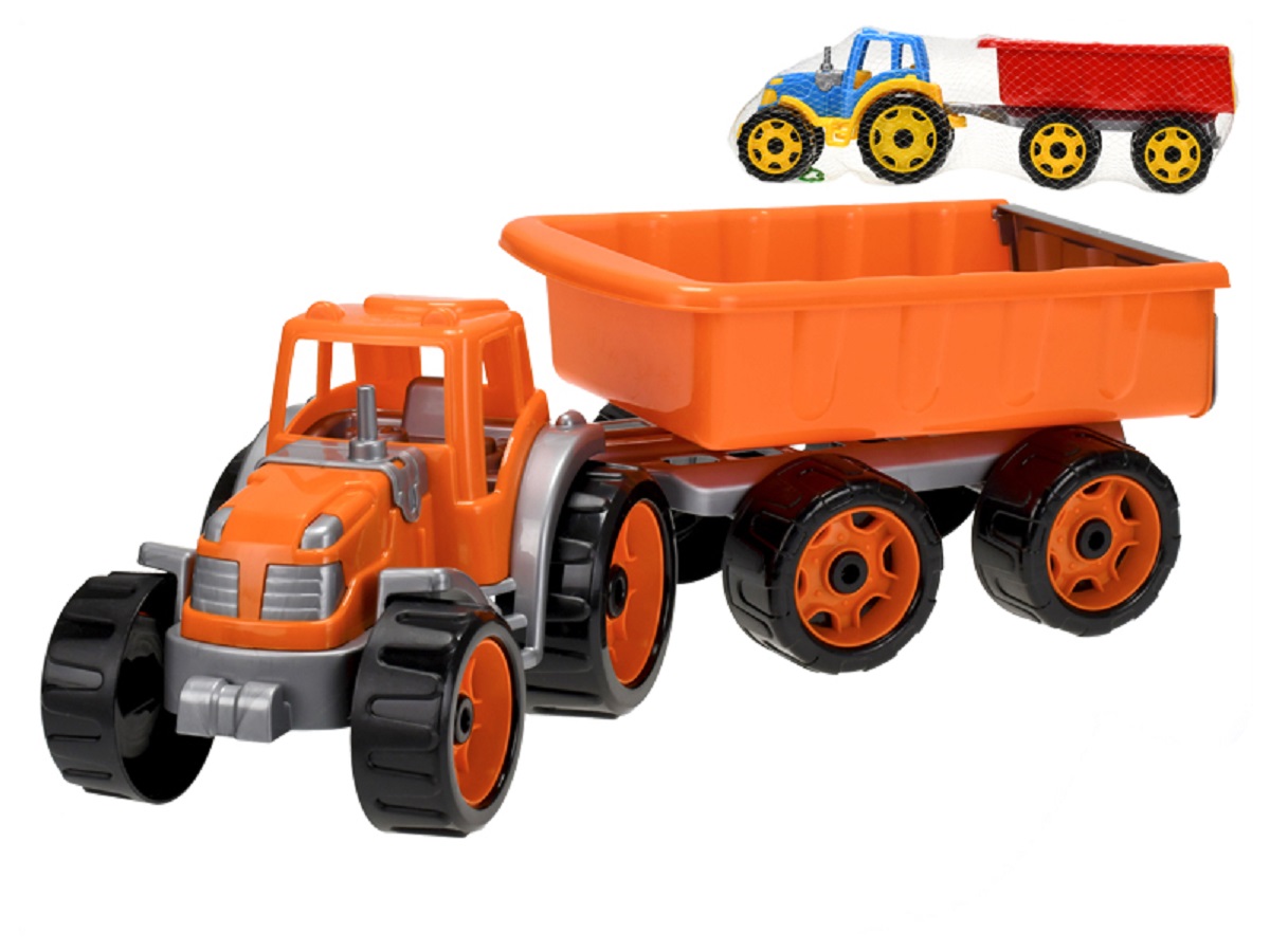 Teddies Traktor s vlekem plast 53cm na volný chod