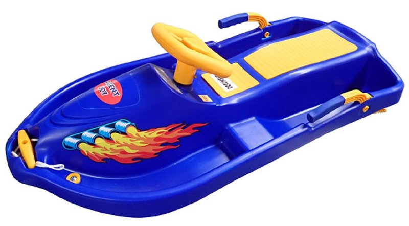 Plastkon Snow Boat - Bob plastový řiditelný s volantem - modrý