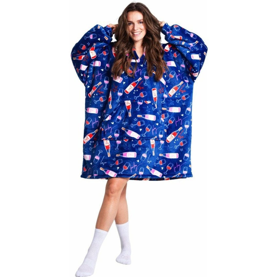 Noxxiez Hřejivá televizní mikinová deka s kapucí pro teenagery a dospělé Víno