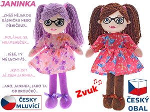 Mikro trading Panenka Janinka hadrová - 30 cm - s brýlemi - česky mluvící