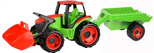 Lena Traktor se lžící a s vozíkem GIGA TRUCKS - 62 cm