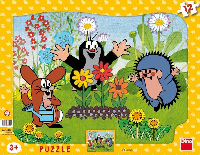 Dino Puzzle deskové - Krteček zahradník - 12 dílků