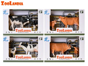 Mikrotrading Zoolandia kráva s telátkem 8,5-14 cm a doplňky