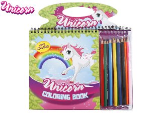 Mikro trading Unicorn - Sada omalovánek s nálepkami, šablonami a 12 ks pastelek