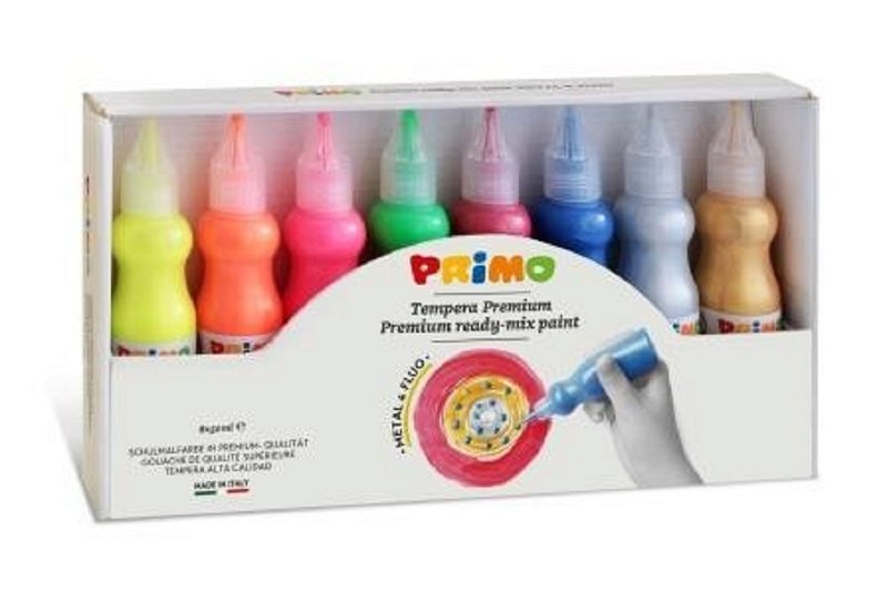 PRIMO Temperové 3D barvy FLUO+METAL - sada 8 x 50 ml