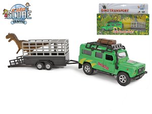 Mikro trading Land Rover s přívěsem a dinosaurem - 28 cm