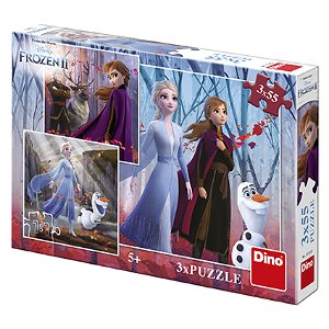 Dino Puzzle 3v1 - Ledové království II / FROZEN II - 3x 55 dílků