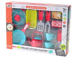 Dudlu Set kuchyňský 13 ks dětské barevné nádobí plast v krabici