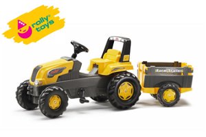 ROLLYTOYS Šlapací traktor Rollytoys Junior s Farm vlečkou - žlutý