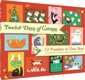 CHRONICLE BOOKS Sada 12 puzzle Dvanáct dní Kočkonoc 576 dílků