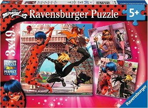 RAVENSBURGER Puzzle Kouzelná Beruška a Černý Kocour 3x49 dílků