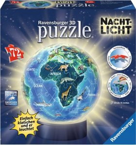 RAVENSBURGER Svítící puzzleball Noční globus 72 dílků