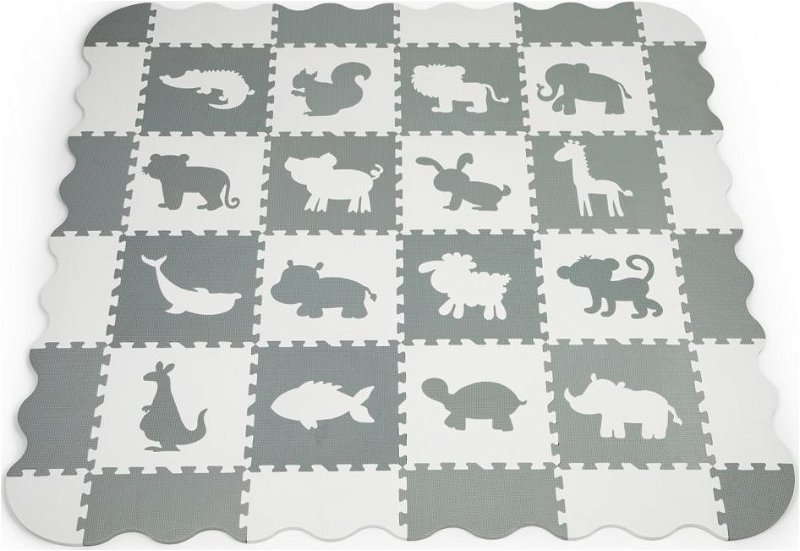 ECOTOYS Pěnové puzzle Zvířata šedá-bílá SX s okraji