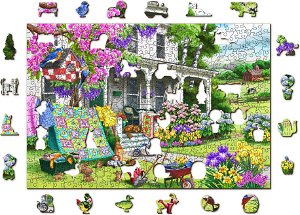 WOODEN CITY Dřevěné puzzle Venkovská zahrada 2v1, 505 dílků EKO