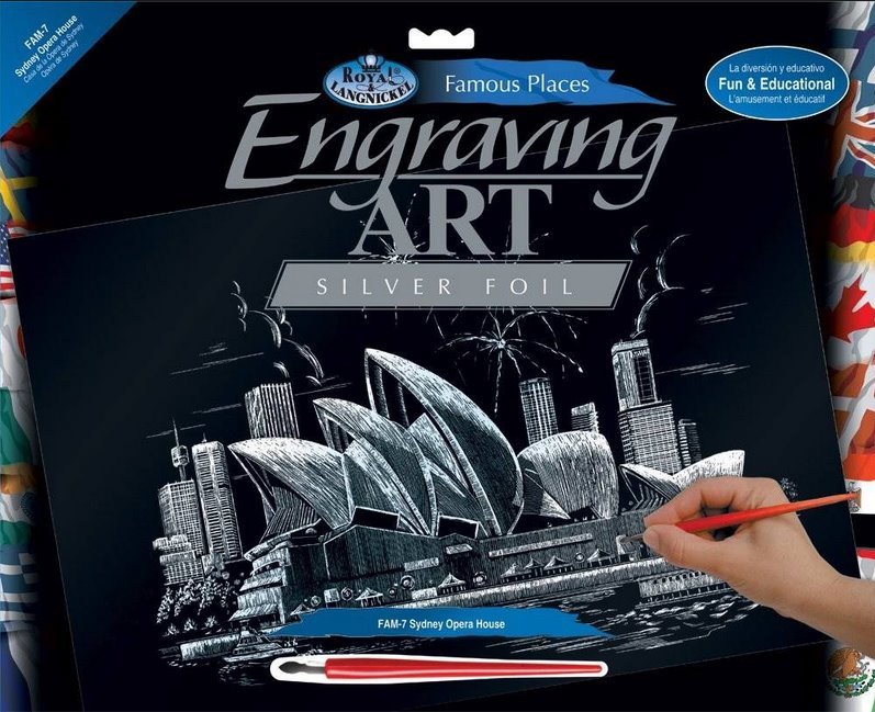 ROYAL & LANGNICKEL Stříbrný škrabací obrázek Opera v Sydney - velký