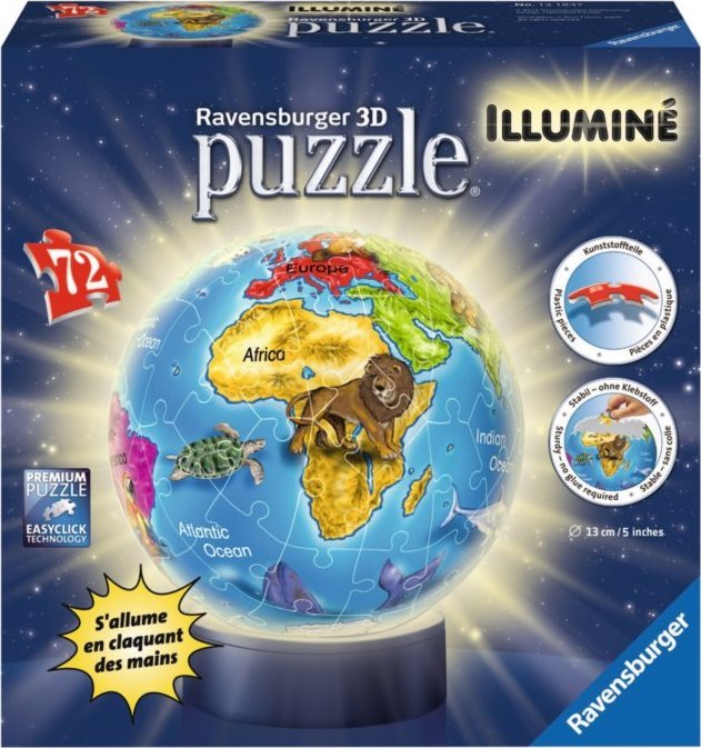 RAVENSBURGER Svítící puzzleball Globus 72 dílků