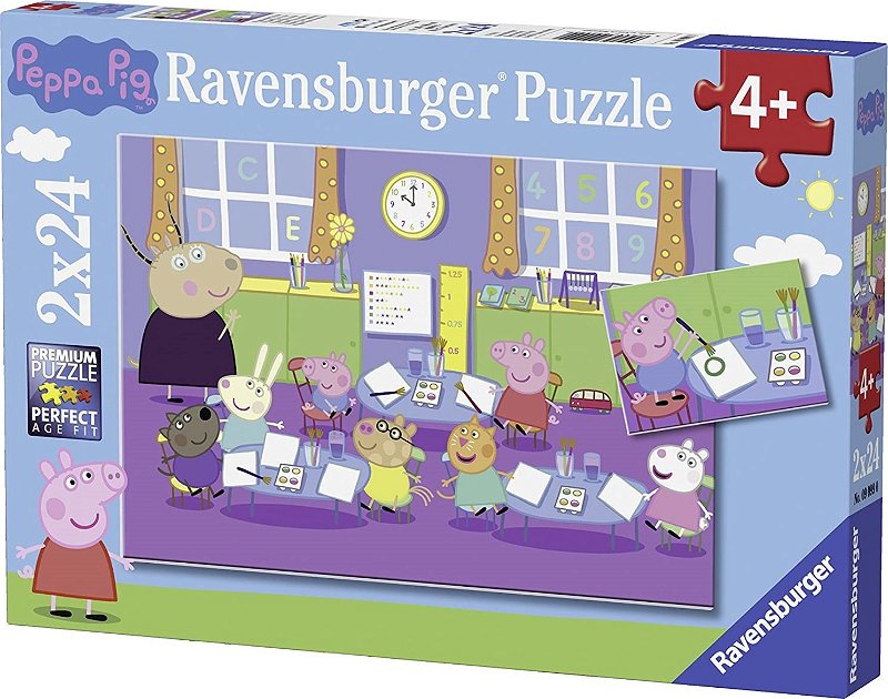 RAVENSBURGER Puzzle Prasátko Peppa ve škole 2x24 dílků
