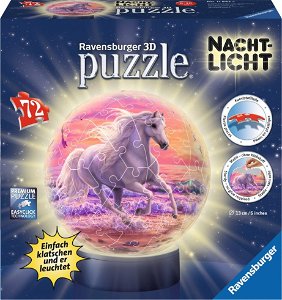 RAVENSBURGER Svítící puzzleball Kůň na pláži 72 dílků