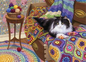COBBLE HILL Puzzle Pohodlná kočka 1000 dílků