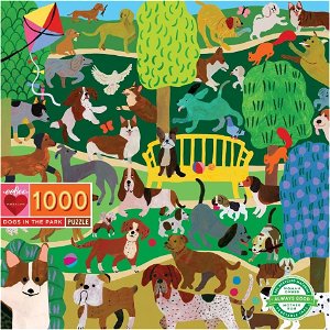 EEBOO Čtvercové puzzle Psi v parku 1000 dílků