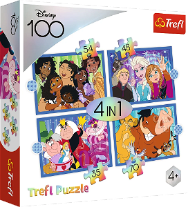 TREFL Puzzle Disney 100 let: Disneyho veselý svět 4v1 (35,48,54,70 dílků)
