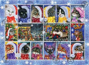 ANATOLIAN Puzzle Kočičí vánoční známky 1000 dílků