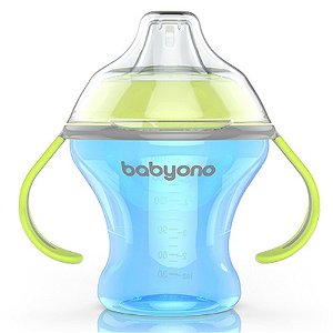 BABY-ONO Baby Ono hrnek Natural Nursing netekoucí 180ml 3m+ modrý