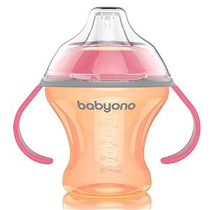 BABY-ONO Baby Ono hrnek Natural Nursing netekoucí 180ml 3m+ oranžový
