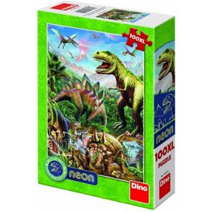 Dino Puzzle Svět dinosaurů 100 XXL neon