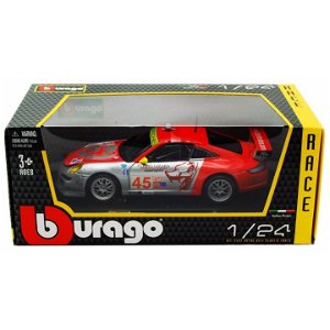 Burago RACE PORSCE 911GT3 RSR 1:24 stříbrno-červené