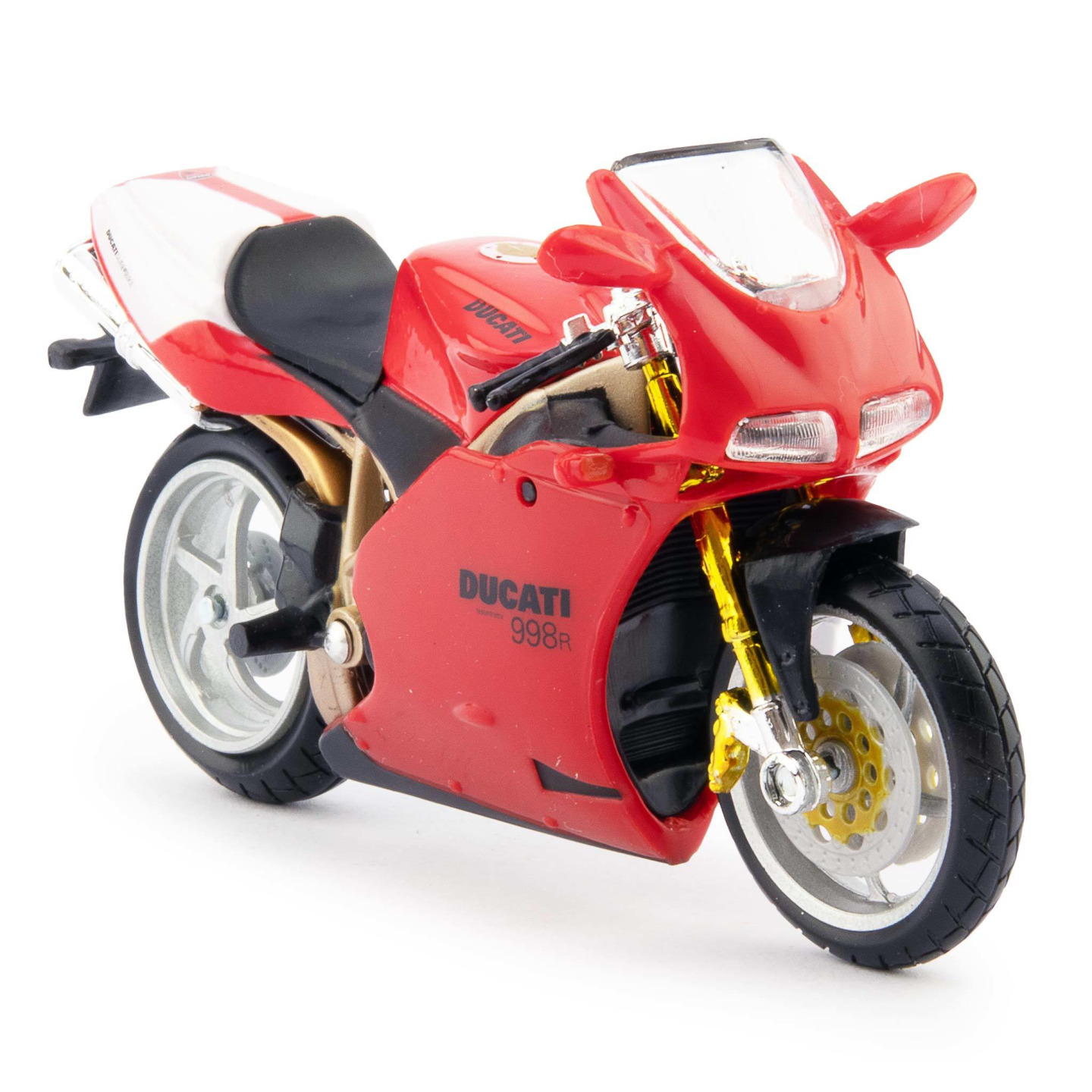 Burago Kovový model motorky Ducati 998 R 1:18 červená