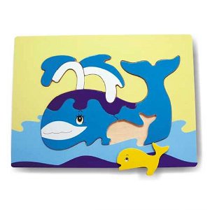 Vkládačky Dřevěné vkládací puzzle velryba