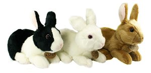 RAPPA Plyšový králík bílo-černý ležící 23 cm ECO-FRIENDLY