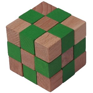 Česká dřevěná hračka Dřevěný hlavolam kostka zelená