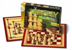 Bonaparte Šachy, dáma, mlýn společenská hra v krabici 35x23x4cm