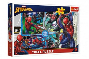 Trefl Puzzle Spiderman zachraňuje Disney koláž 41x27,5cm 160 dílků v krabici 29x19x4cm