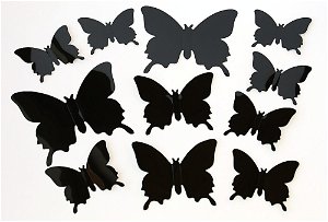 Popron 3D motýlci na zeď - černá