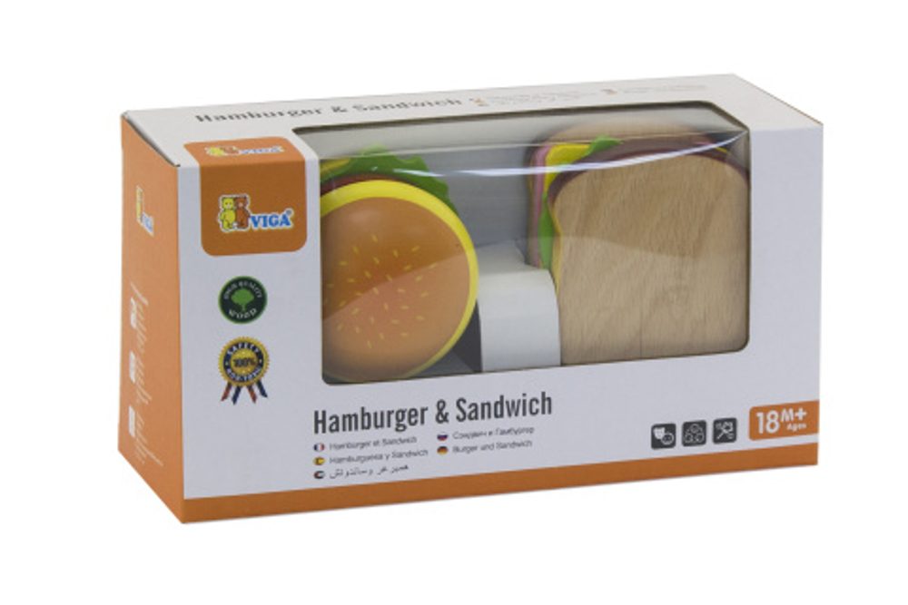 LAMPS Dřevěný hamburger a sendvič