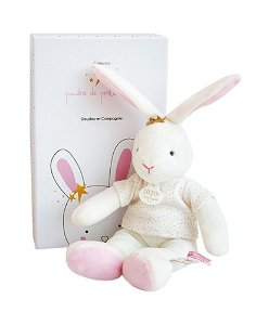 Doudou et Compagnie Paris Doudou Plyšová hračka růžový zajíček - hvězda 25 cm