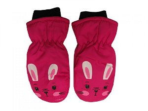 Holidaysport Dětské zimní rukavice palčáky C11-1 Králíček tmavě růžová 2-4 roky
