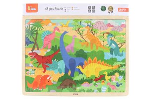 Popron Dřevěné puzzle 48 dílků - dinosauři