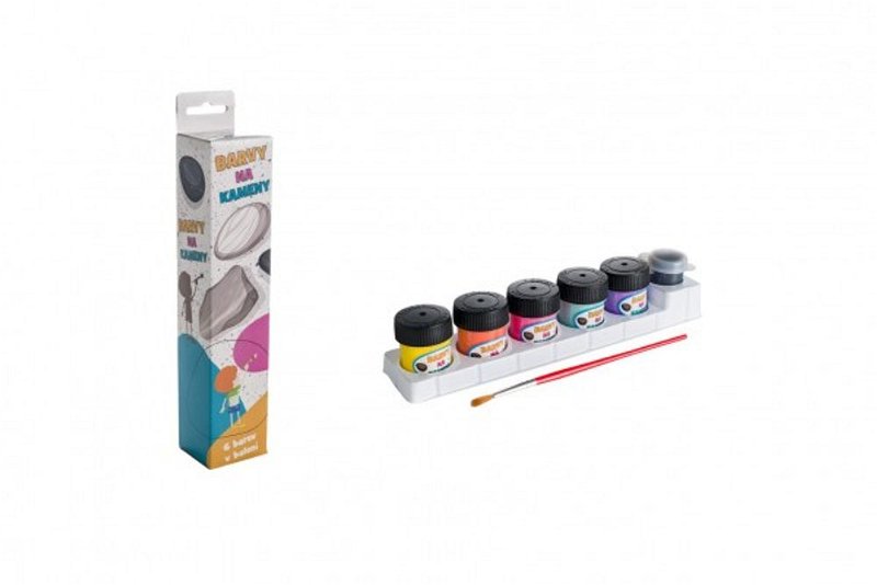 SMT Creatoys Akrylové barvy na kameny 6 ks se štětce v krabičce 4,5x23x4cm