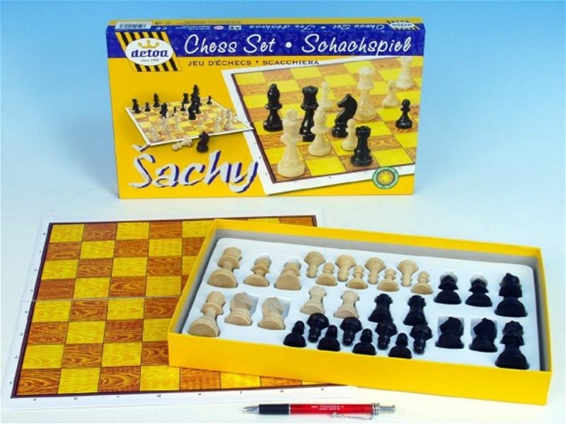 Detoa Šachy dřevo společenská hra v krabici 37x22x4cm