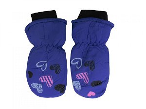 Holidaysport Dětské zimní rukavice palčáky C12-6 Srdíčka modrá 2-4 roky