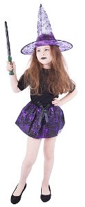 RAPPA Dětská sukně pavučina s kloboukem čarodějnice / Halloween